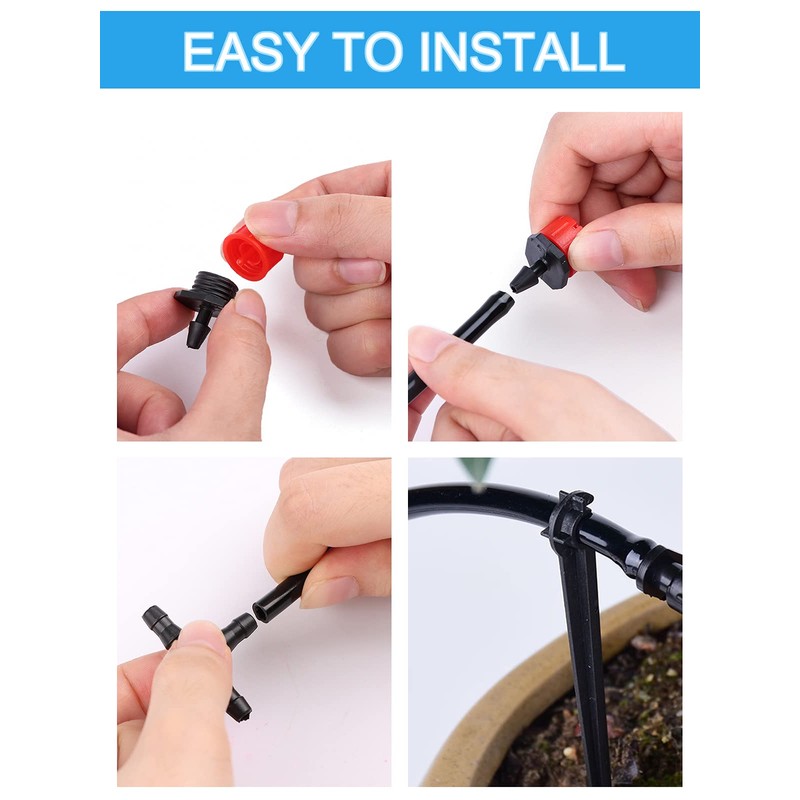 Kalolary 150PCS Drip Irrigation Kit Accessories Plant Watering System Adjustable