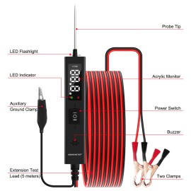Unbranded Probador De Corriente Electrica Automotriz Fusibles 12-24V Con Luz Indicadora