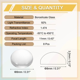 PATIKIL Set of 8 Convex Lenses Outer Diameter 8mm Focal Length 11mm Optical Lens