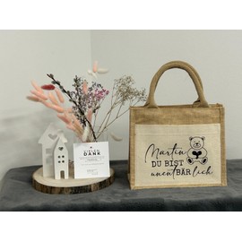 AMBERGER DESIGN by A&M Osterhage amd Jute-Tasche personalisiert Du bist einfach unentBÄRlich Brotzeittasche Papas Männer Wunschname | Nachhaltiger Jutebeutel