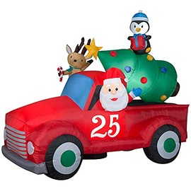 Gemmy Airblown Inflatable Santa's Vintage Truck with Christmas Tree