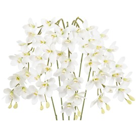 IPOPU White Orchid Artificial Flowers 5 Pcs Real Touch Orchids with Stem for Vase Wedding Party Table Centerpiece DIY Home Office Decor