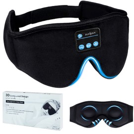 ZUXNZUX Bluetooth Sleep Mask 3D Eye Mask with Headphones Adjustable for Travel Siesta Yoga Side Sleeper Aeroplane Sleep Meditation Women Men - Black
