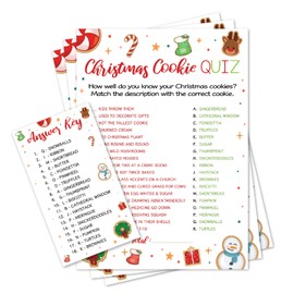 Pink Pixie Studio 15 Christmas Cookie Quiz Game Cards- Holiday Party, Cookie Exchange, Office, Work, Church Group, Friends - Fun, Easy Activity for Women, Men, and Kids