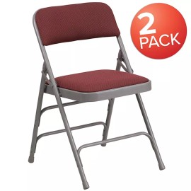 Flash Furniture 2-Pk HERCULES Curved Burgundy Folding Chair - 2-AW-MC309AF-B