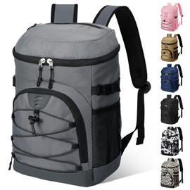 NECKORY Cooler Backpack, Soft Lightweight and Large Capacity Backpack, Leak Proof Cooler Bag for Men Women, Waterproof Insulated Lunch Bag Portable for Camping Traveling Hiking (Grey)