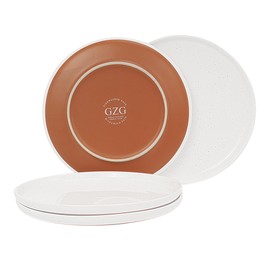 GZG Ceramic Dinner Salad Plates Set of 4, 8 Inch Speckled Dinnerware Dessert Plates with Clay-Tone Base, Microwave Oven Dishwasher Safe