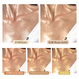 Body Shimmer Oil Body Highlighter Oil - Smooth Highlighter Makeup Moisturizing Long Lasting Bronzing Drops Shimmer Body Oil Body Glow Shimmer Highlighter Makeup For Face Body Legs (#05 Gold)