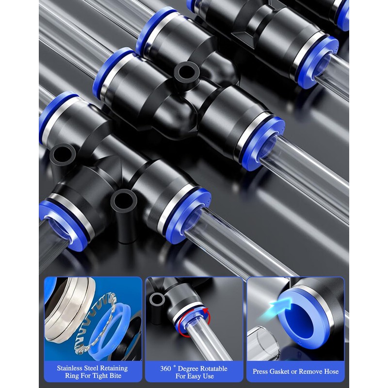Cexovo Pack of 60 Straight Pneumatic Connectors, 6 mm Pneumatic