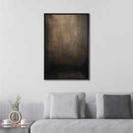 SIGNFORD Framed Canvas Print Wall Art Dark Abstract Moody Minimalist Illustrations Modern Art Decorative Bohemian Relax/Calm for Living Room, Bedroom, Office - 16"x24" Black