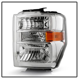 ACANII - For 2008-2014 Ford E150 E250 E350 All Models Chrome Housing Headlights Headlamps Pair Replacement Left+Right