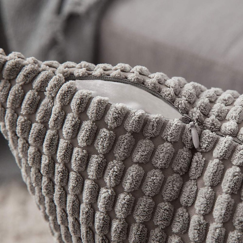 MIULEE Set of 2 Decorative Corduroy Grey Cushion Covers 18x18