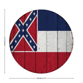 America State Metal Tin Sign 12x12 Inch Round Hanging Patio Fence Office Home Décor Metal Plaque State Pride Patriotic Flag Wall Art Plaques for Coffee Bar