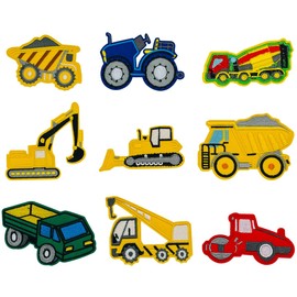 9 pieces, iron-on patches, adult patches, iron-on patches, children's patches, iron-on patches for textiles, diamond iron on patches (engineering vehicle excavator 1)