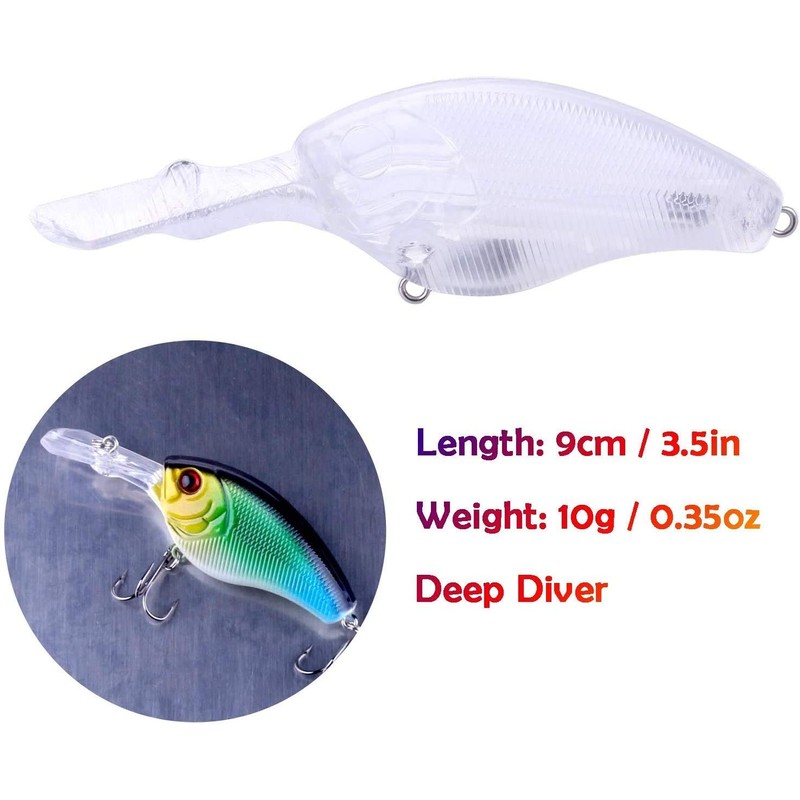 Unpainted Crankbaits Blank Lures Fishing Hard Lures Square Bill Hard