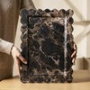 Large Dark Brown Marble Vanity Tray, Scalloped Bathroom Counter Tray