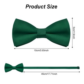 Bskifnn Kids Bow Ties Solid Color Satin Bow Tie for Child Boys Toddlers Wedding Party Dress up (Dark green, kids)