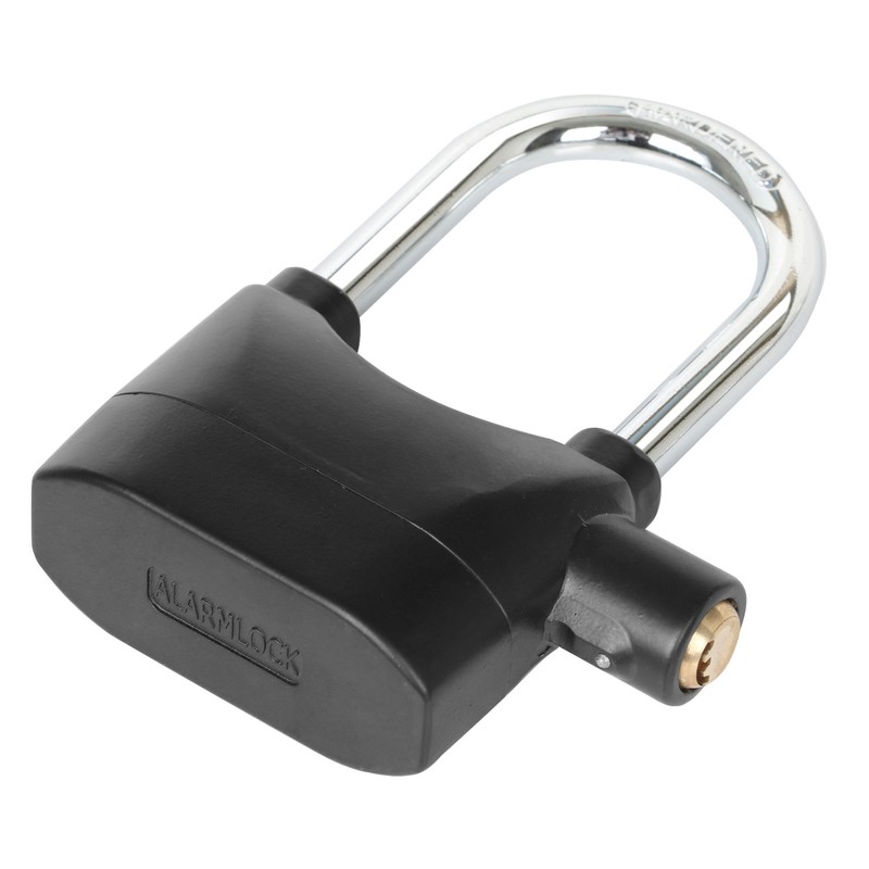 TRIXES 110db Alarmed Heavy Duty Weatherproof Long Shackle Padlock