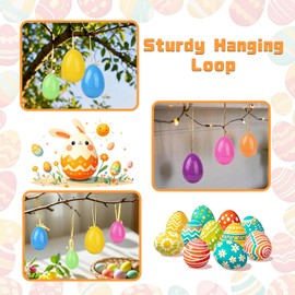 NTGFU Ea Easter Egg Decorations 3.5In(9cm)- 36PCS Large Easter Hanging Eggs for Trees Bulk with Hinge Fillable Colorful Plastic Eggs for Easter Hunt Filling Treat Party Favor Easter Basket Stuffers