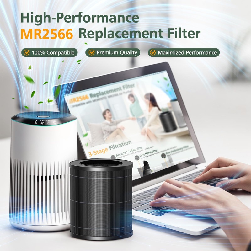 2 Pack MR2566 Filter Compatible with MORENTO MR2566 Air Purifi-er,