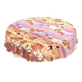 ANRO Oilcloth Tablecloth Oilcloth Tablecloth Christmas Red Christmas Round 120 cm