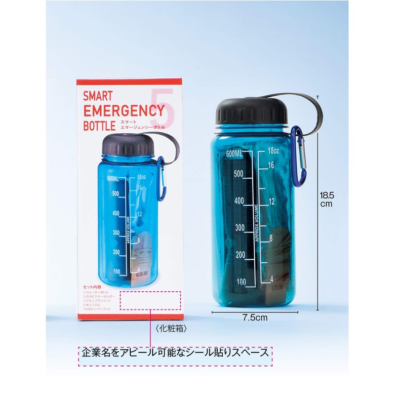 Smart Emergency Bottle, Emergency Preparedness Goods, Carabiner Included, Compact, 20.1