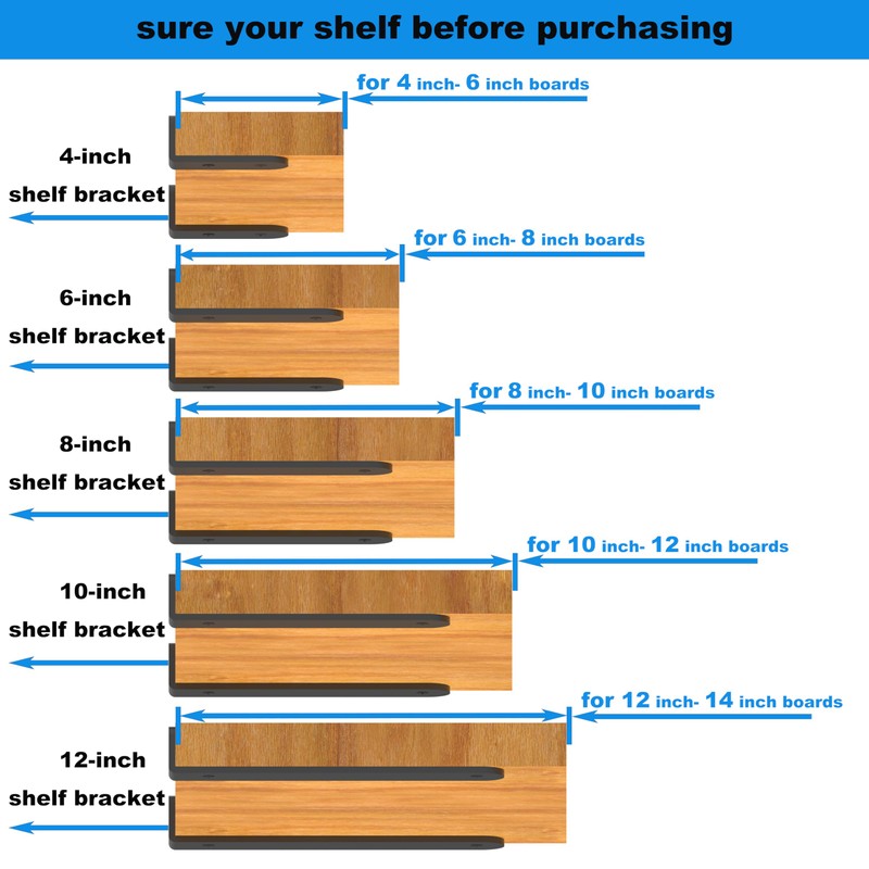 Eurydice Heavy Duty Shelf Bracket, 1/4 Inch Thick,（8 Inch -6