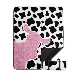 Smell Sunshine Outdoor Picnic Blanket Portable Ultrasonic Waterproof Picnic Mat Cow Spots Printed Camping Beach Mat for Sand and Wet Grass Hiking (Cow Spots S)