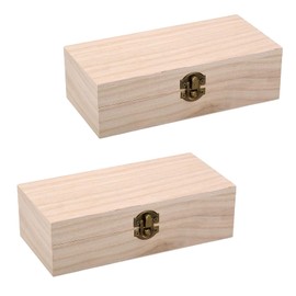 ZYQUES 2 Pcs Unfinished Wooden Boxes, 20 x 10 x 6cm Small Wood Box with Hinged Lid Diy Craft Storage Organizer Box with Locking Clasp Fortune Paulownia Wood Gifts Boxes
