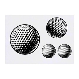 4 x 'Golf Ball' Temporary Tattoos - Water Resistant, Skin-Safe, Non-Toxic Transfers, Mixed Sizes (TO00083252)