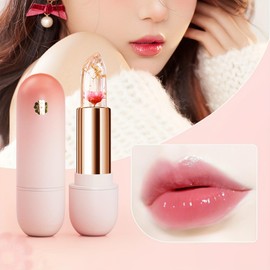 MooGlamor 3 Pcs Flower Lipsticks Clear Jelly Lip Tint Set with Temperature Change Color and Moisturizing Lip Gloss for Women Gift