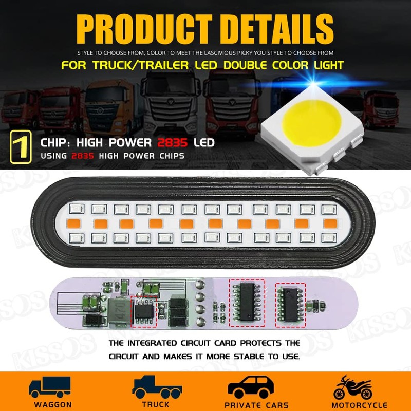 Fiber LED Rear Marker Lamp Tail Lamp 12V 24V Compatible