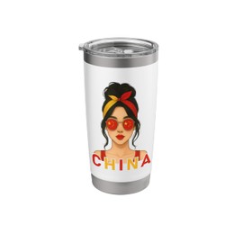 Chinese Girl China Flag Chinese Girlfriend Wife Stainless Steel Insulated Tumbler