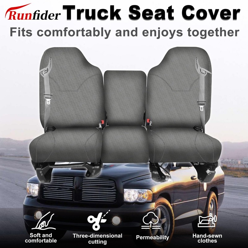 runfider Front Truck Seat Cover for Dodge Ram Quad Cab