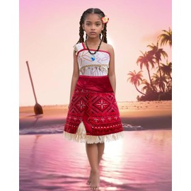 Btonai 2024 NEW Girls Princess Ocean Costume for Kids Adventure Dress Tassel Outfits with Necklace and Flower Clip
