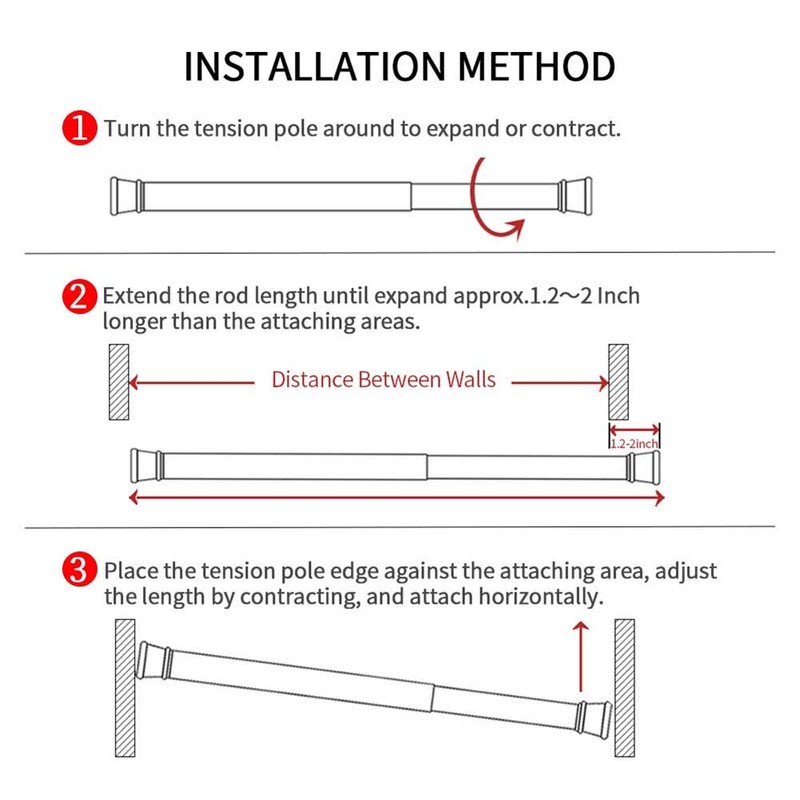 2 Pack Curtain Rod Adjustable 28-43 Inches，5/8" Diameter， White，Small Short