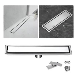 Coladera Lineal Rectangular de Acero Inoxidable 60x10 cm para Piso de Baño y Cocina