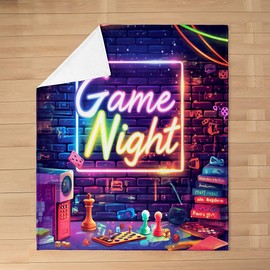 Modern Gamer Flannel Fleece Blanket Throw Size,Super Soft Cozy Game Night Plush Blankets,Lightweight Microfiber Rock Neon Throw Blanket for Couch Sofa Bed,50x60 Inches
