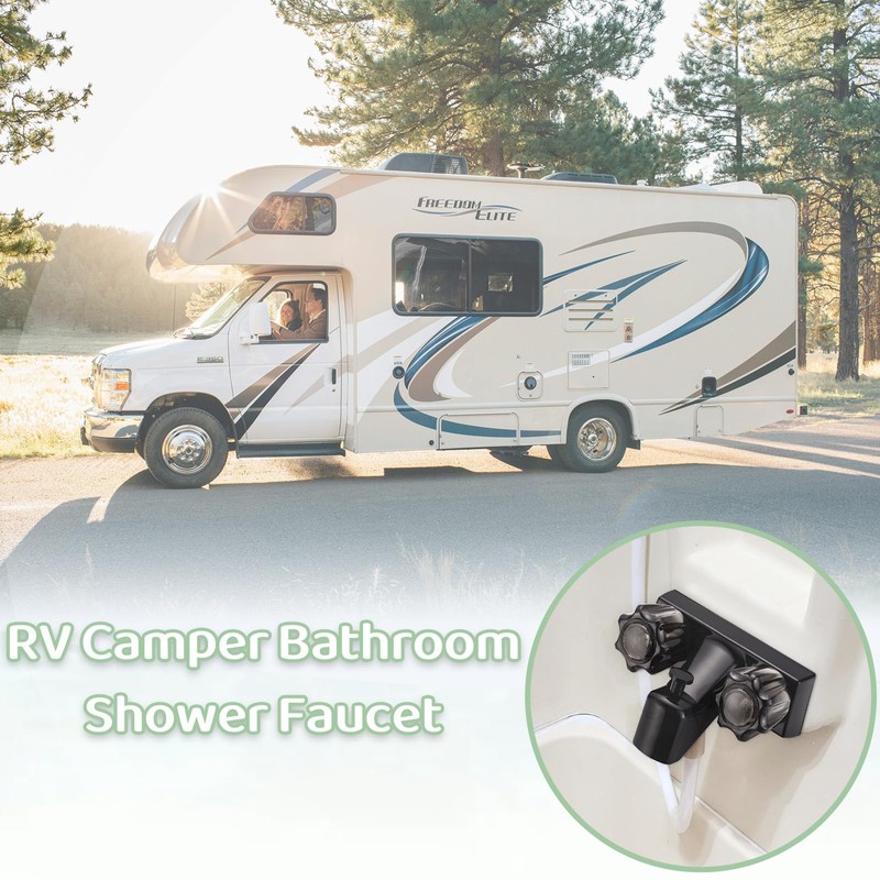 RV Tub & Shower Diverter Faucet w/Smoked Acrylic Knobs, 4