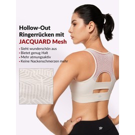 Yvette Sports Bra with Front Closure Mesh Racer Back Full Coverage Running Fitness Riding Bra, White