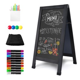 SELEAD Magnetic A-Frame Chalkboard Signs Black Frame - 40" x 20" Large Rustic Sandwich Board Double Sided Outdoor Sidewalk Easel Pizarra for Business, Wedding