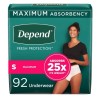 Depend Fresh Protection Adult Incontinence Underwear for Women, 92 Count,