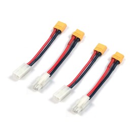 JFtech 2 Pairs Big Tamiya Style Connector to XT60 Connector Plug 10cm 14AWG Soft Silicone Wire Conversion Connector Adapter Cable for RC Hobby Model Speed Racing ECS Lipo/NiMH Battery, Yellow & White
