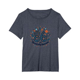 86 and Chronically Awesome Birthday Gift T-Shirt, Women's Plus, Heather Blue