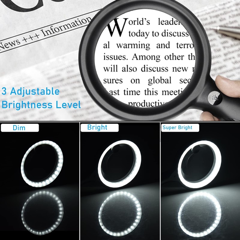 Magnifying Glass with Light, 30x 60x Magnifying Glass for Reading