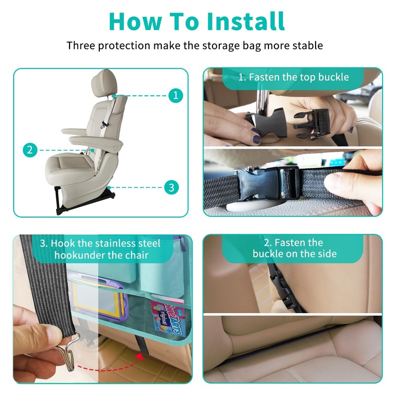 Etre Jeune Backseat Car Organizer with Tablet Holder, 6 Storage