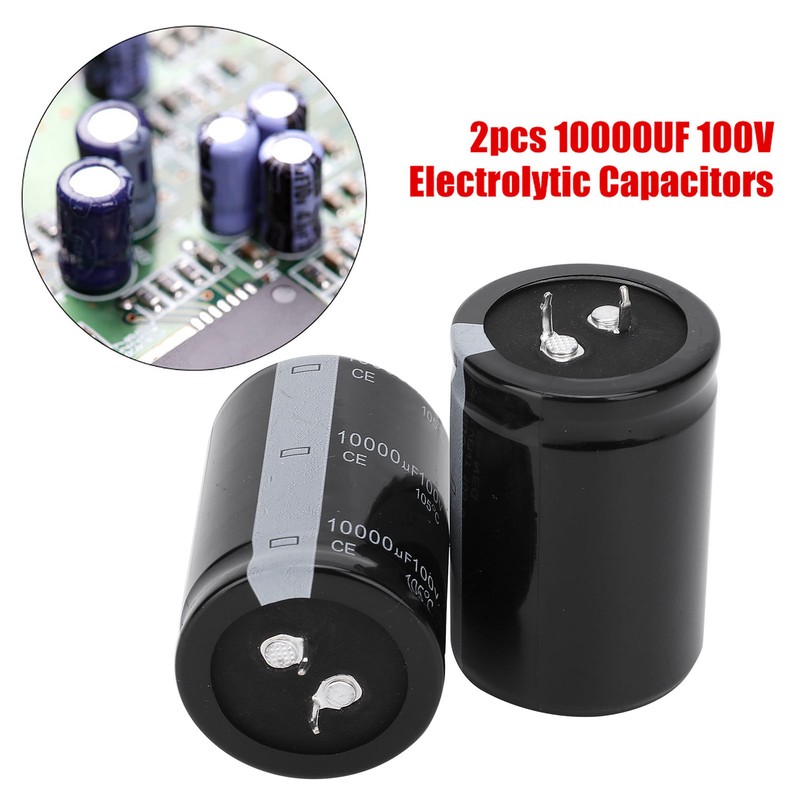 2pcs 10000uF 100V Electrolytic Capacitor 105℃ 35X50mm