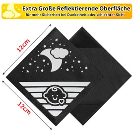 Pack of 4 Reflectors for Pushchairs Universal Safety Reflectors with Velcro Fastening, Ideal for Buggies, Bicycles, Trailers and More, Cute Babies and Clouds, Moon Stars Motif, Black