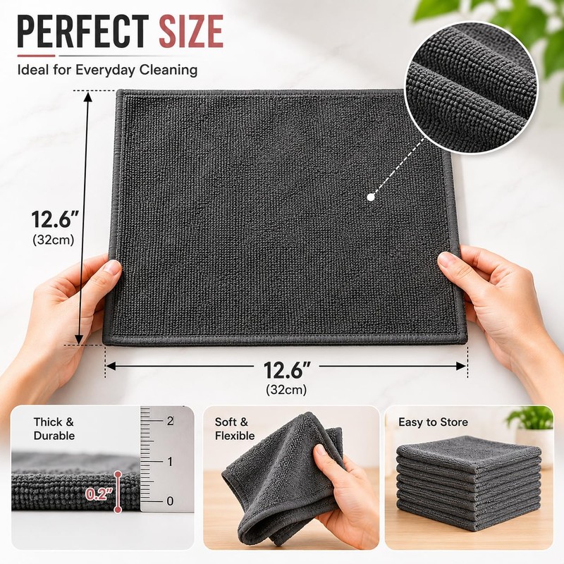 12 Pack Microfiber Cloth Ultra Absorbent Lint Free Streak Free