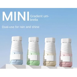 KCKEYS Grass Green Color Gradient Ultra-Light Six-Fold Umbrella, Compact Back Vinyl Sunscreen Umbrellas, Portable Sun Umbrella for Rain Travel